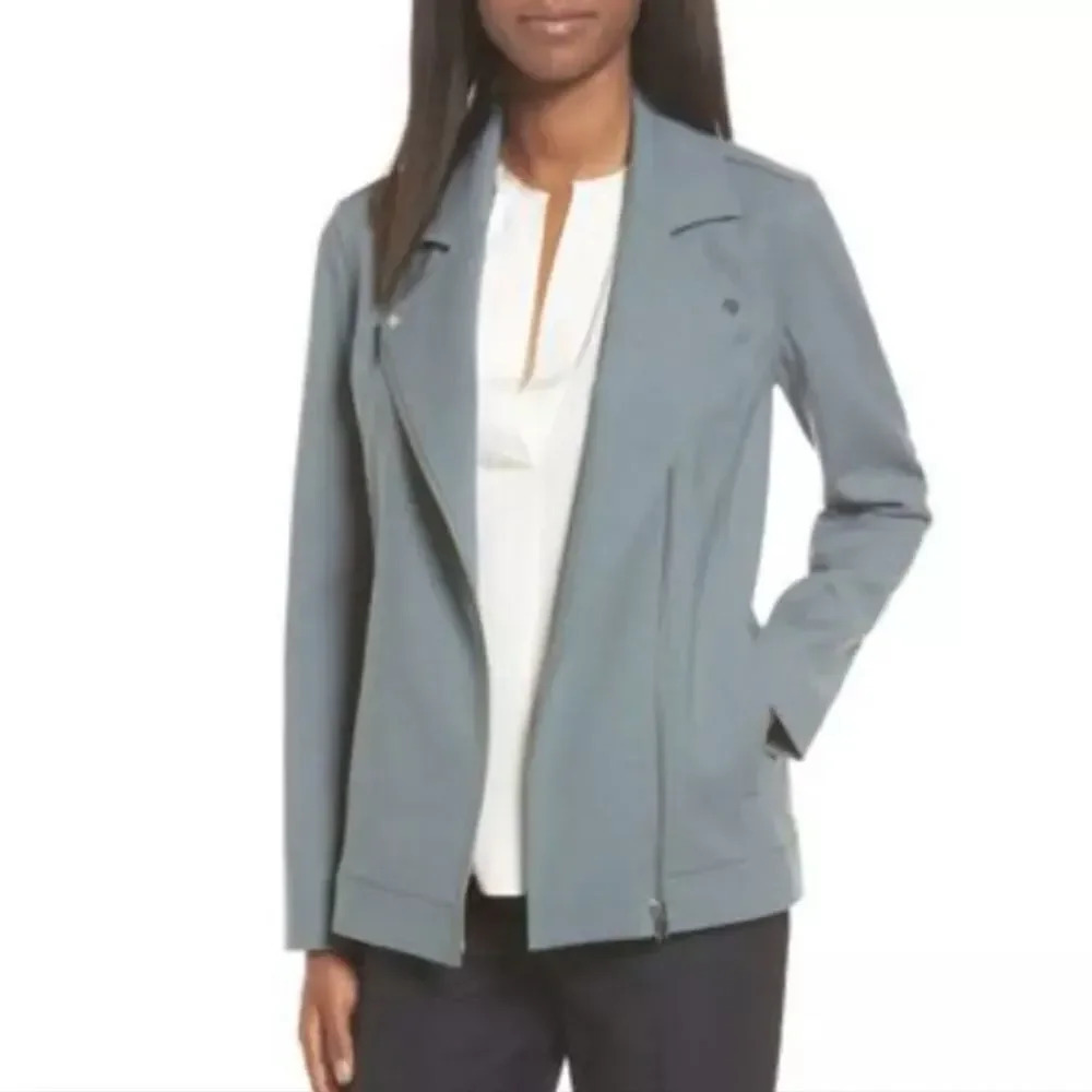 NWOT Classiques Entier Women's Grey Wool Blend Moto Jacket